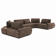 Oviala Business Canapé d'angle modulable 6 places dossier ajustable 462 cm chocolat - marron polyester 115727