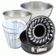 Set pâtisserie avec moule à manqué et à savarin 26 cm, 2 bols à mixer, verre mesureur et spatule Zenker - noir métal 3176239937435