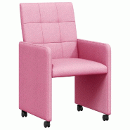 VidaXL Chaises de Salle à Manger avec Roues 2 pcs Rose 58 x 65 x 94 cm Modèle Whisper Chic - 42017838