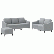 VidaXL Ensemble de canapés 3 pcs avec coussins Gris clair Tissu Modèle Helios Select Plus - 3201842