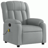 VidaXL Fauteuil de massage inclinable Gris clair Tissu Modèle Velvora - 8721012203396