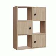 WellHome Loira - Bibliothèque en aggloméré plaqué, L : 72 cm, P : 25 cm, H : 93 cm - marron WH1969