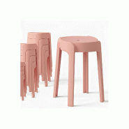 12 Tabourets Gigognes empilables BM HOME TAB-ROSE en plastique, légers pour la maison salle de classe, cuisine, jardin - rose plastique polypropylèn