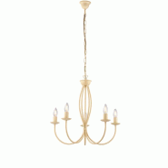 BeLight Botte Lustre en fer laqué ivoire à décor effet décapé, 5 lumières 113 d.55 BL147-5-AV - blanc 8050713211837