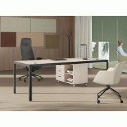 Bureau de direction avec plateau en bois stratifié HPL et piètement en acier