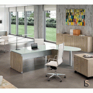 Bureau de direction en verre X time avec retour  - Quadrifoglio. - 239, Droite