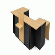 Comptoir caisse noir 1 poste en « U » avec arche + dosseret PMR (LIVRÉ MONTÉ) - noir Bois manufacturé 1008