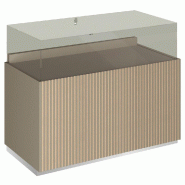 Comptoir T01 vitrine 4 Faces et MDF naturel+taupe - 120x60x93cm