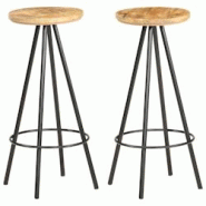 Décoshop26 - Lot de 2 tabourets de bar chaises hautes avec repose-pied en bois de manguier et fer DEC029636 - 3000257474859 Décoshop26 - Lot de 2 tabourets de bar chaises hautes avec repose-pied en bois de manguier et fer DEC029636 - 3000257474859