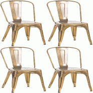 Décoshop26 - Lot de 4 chaises de salle à manger empilable avec dossier style industriel en métal doré 10_0006231 - métal 3000265455017