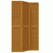 Décoshop26 - Paravent séparateur de pièce cloison 3 panneaux en bois de paulownia marron DEC030780 - marron 3000258116215_0