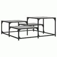 Décoshop26 - Table basse avec étagère style industriel 87,5 x 87,5 x 40 cm bois d'ingénierie gris et métal DEC040110 - gris métal 3000264756719