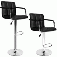 Helloshop26 - Lot de 2 tabourets de bar hauteur réglable design moderne noir 1208006 - 3000132421381 Helloshop26 - Lot de 2 tabourets de bar hauteur réglable design moderne noir 1208006 - 3000132421381