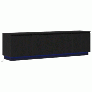 Helloshop26 - Meuble TV moderne avec LED rangement 180 x 38 x 49 cm ambiance cosy en bois d'ingénierie chêne noir 02_0056009 - noir Bois massif 3000