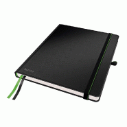 LEITZ Lot de 6 Cahier broché Complete 18x24, 80 feuilles ivoire 96 g/m² lignées, élastique de fermeture, couv. Rigide coloris noir - noir 44740095