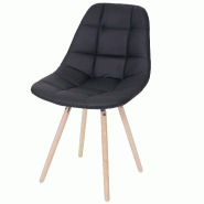 Mendler Chaise de salle à manger HWC-A60 II, chaise de cuisine, design rétro des années 50 ~ similicuir noir - noir matière synthétique 74329