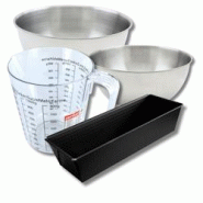 Set pâtisserie avec moule à cake 25 cm, 2 bols à mixer, verre mesureur et spatule Zenker - noir métal 3176239937183