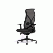 Siège de bureau synchrone Livia Haystak - Assise rembourrée, tissu noir, accoudoirs 3D, support lombaire réglable, têtière intégrée Siège de bureau synchrone Livia Haystak - Assise rembourrée, tissu noir, accoudoirs 3D, support lombaire réglable, têtière intégrée
