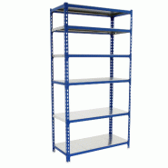 SimonRack Rayonnage métallique, 2500x1100x500 mm, 6 niveaux, tablette métallique, 200 kg au point de flexion, Bleu/Galvanisé - Simonclick - métal