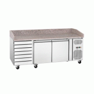 Table à Pizza Réfrigérée G-S7T2 – 7 Tiroirs, 2 Portes, Plan de Travail en Granit 290 W, 220 V - MONO