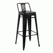 Tabourets hauts en acier noir avec dossier Bistro (lot de 4) | Bolero - DL882
