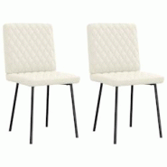 VidaXL Chaises à Manger Lot De 2 Crème Velours - beige 4101112 VidaXL Chaises à Manger Lot De 2 Crème Velours - beige 4101112