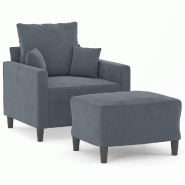 VidaXL Fauteuil avec repose-pied Gris foncé 60 cm Velours Modèle Orion - 3201098