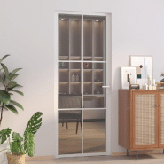 Vidaxl porte intérieure 83x201,5 cm blanc verre esg et aluminium 350589