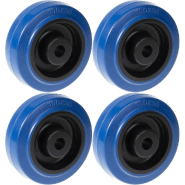 Roue de 100mm 4" en caoutchouc bleu avec centre en nylon, forte capacité de 600kg, jeu de 4 Roue de 100mm 4" en caoutchouc bleu avec centre en nylon, forte capacité de 600kg, jeu de 4