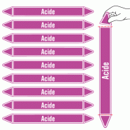 Étiquettes adhésives de marqueur de tuyauterie Acides et bases