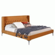 AC ANGEL CERDA Angel Cerdá Lit touffeté en velours couleur moutarde 7124C 193 x 226 x 115 cm - jaune Bois massif 8435631019671