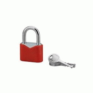 Cadenas à clé, intérieur, ovale, 50mm, gainé PVC, anse acier cémenté, 3 clés - SP - rouge 3150268861503 Cadenas à clé, intérieur, ovale, 50mm, gainé PVC, anse acier cémenté, 3 clés - SP - rouge 3150268861503