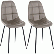 CLP Lot de 2 chaises Tom similicuir - Taupe - 324251
