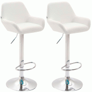 Décoshop26 - Lot de 2 tabourets de bar repose-pieds en forme d'arc en métal chromé assise en PVC blanc 10_0004025 - blanc métal 3000251898620
