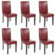 Décoshop26 - Lot de 6 chaises de salle à manger en similicuir rouge-brun pieds noirs design moderne CDS04233 - rouge 3000071876518