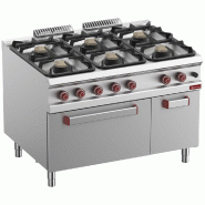 Diamond - Fourneau 6 feux sur four gaz GN 2/1 et armoire neutre fermée - réf. G9/6BFA12-N - gris inox AKS-G9/6BFA12-N