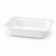 ECOLOMIQUE - 100 Pcs - Barquette scellable pulpe laminée PLA 137x95mm H33mm 250ml - blanc Bagasse 210TMFP25F