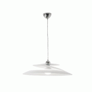 Fabas Luce Suspension Aragon En Métal Et Verre Blanc, Douille E27 60W, Design Moderne Et Élégant, Luminaire Intérieur, Protection Ip20, Diamètre