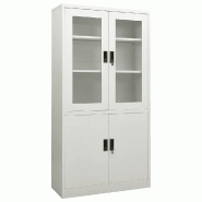 Helloshop26 - Armoire de bureau design moderne idéale rangement dossiers 90 x 40 x 180 cm en acier gris clair 02_0046807 - gris verre 3000234437143