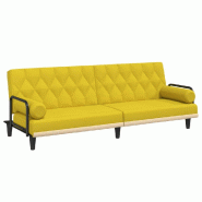 Helloshop26 - Canapé-lit avec accoudoirs jaune clair tissu 02_0019248 - jaune polyester 3000968388001