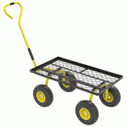 Helloshop26 - Chariot de transport jardin 94 x 48.5 x 100 cm roues tout terrain charge max 150 kg industriel épuré en acier jaune - 3000276910253