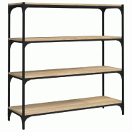 Helloshop26 - Meuble TV industriel avec grand espace de rangement 100 x 33 x 100 cm en bois chêne sonoma 02_0048394 - Bois massif 3000235255098