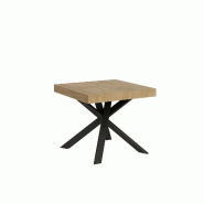 Itamoby Table extensible 90x90/194 cm Clerk Plateau Chêne Nature Pieds Anthracite - gris VE9090TAVCLER-QN