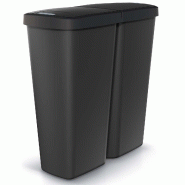 Monzana Keden - Compacta Q duo Poubelle 50L avec 2 Couvercles Indépendants de couleur Noire - noir plastique ZA5482