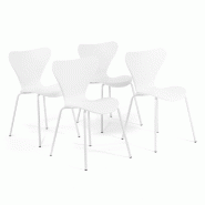 RATTATAN Lot de 4 chaises d’intérieur en polypropylène, pieds en métal avec finition effet bois, empilables, pour bar, restaurant ou cuisine –