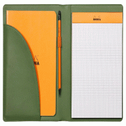 RHODIA 216003C - Livret Porte-Bloc et Porte-Documents N°16 Sauge - pour Bloc-Notes ou Carnets de Format A5 17,5 x 23,5 cm (14,8x21 cm) - Simili Cuir