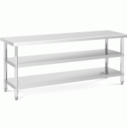 Royal Catering - Royal Catering RCAT-200/60-PS3SH Table de Travail en Inox pour Cuisine 200 x 60 x 5 cm, 231 kg, 2 Tablettes - multi-matériau 4062859