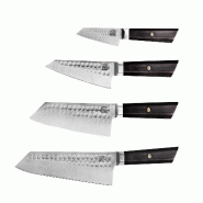 Set complet KOTAI Bunka – 4 couteaux (couteau d'office + Petty + Santoku + Kiritsuke) - inox 708999027823
