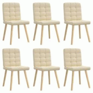 VidaXL Chaises à Manger Lot De 6 Crème Tissu - beige 8721158569134 VidaXL Chaises à Manger Lot De 6 Crème Tissu - beige 8721158569134