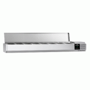 Vitrine à ingrédients réfrigérée 1800x395mm (8x GN1/3) avec couvercle inox PREMIUM - GOLDINOX - gris inox 3701770828869